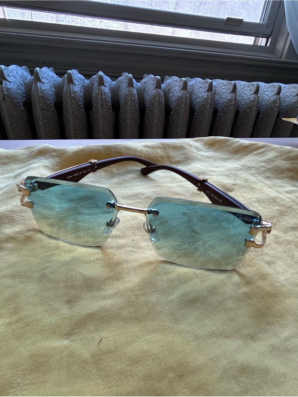 Rimless Men's Sunglasses - Teal Lenses